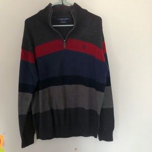 U.S. POLO ASSN. Navy Blue Red Sweater Jacket